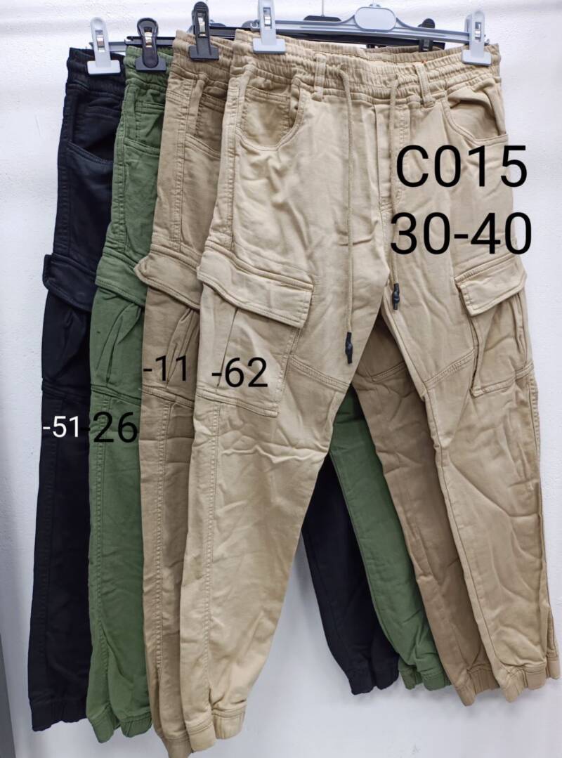 Spodnie bojówki męskie Roz 30-40, 1 Kolor Paczka 12 szt