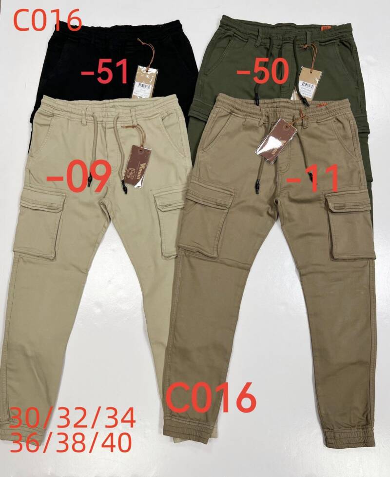 Spodnie bojówki męskie Roz 30-40, 1 Kolor Paczka 12 szt