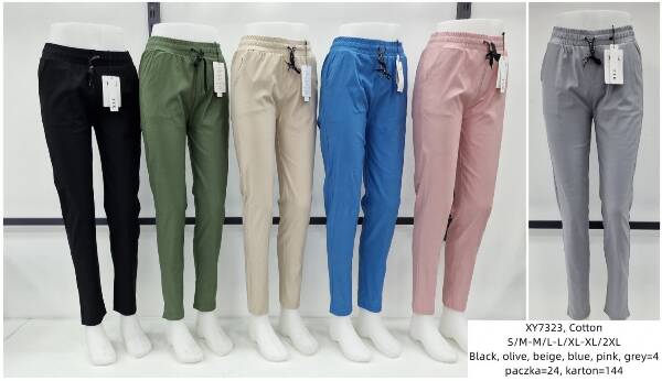 Spodnie damskie materiałowe Roz S/M-L/XL-2XL/3XL, Mix Kolor .Paczka 12 szt