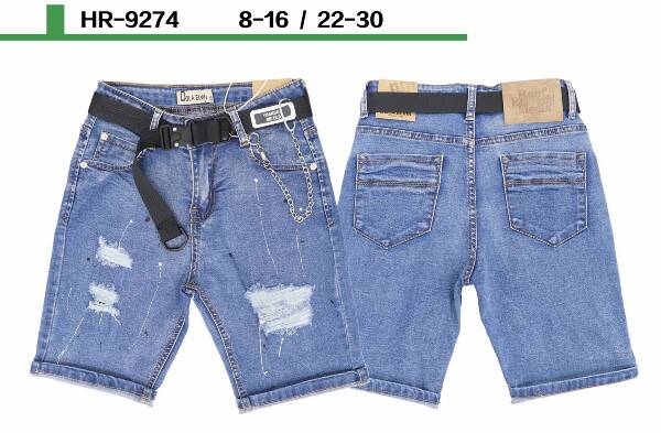 Spodenki chłopięca jeans. Roz 8-16 . 1 kolor Paczka 5 szt.
