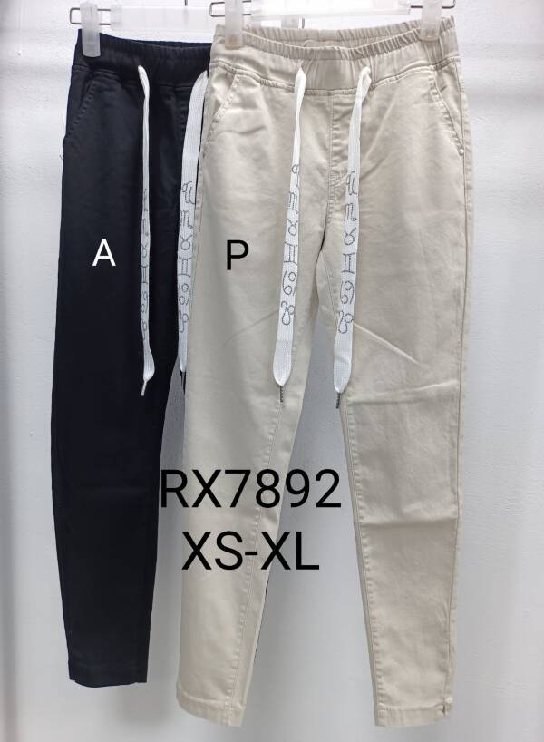 spodnie damskie materiałowe Roz XS-XL  paczka 12 szt/ 1 kolor 