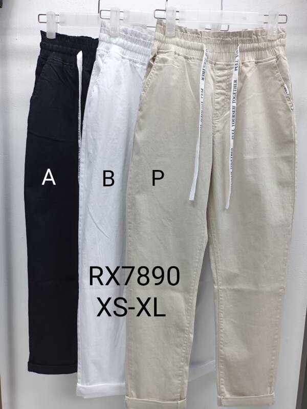 spodnie damskie materiałowe Roz XS-XL  paczka 12 szt/ 1 kolor 