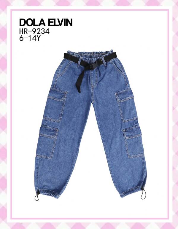 Spodnie dziewczęca jeans. Roz 6-14. 1 kolor Paczka 6 szt.