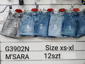 Szorty damska jeans. Roz XS-XL. 1 Kolor. Paszka 12 szt