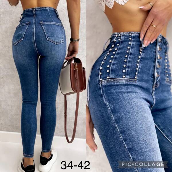 Spodnie damskie jeans. Roz 34-42. 1 Kolor. Paszka 12 szt