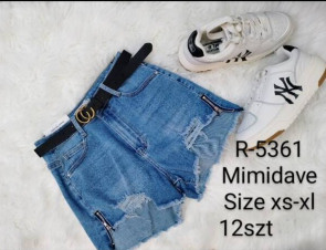 Szorty damska jeans. Roz XS-XL. 1 Kolor. Paszka 12 szt