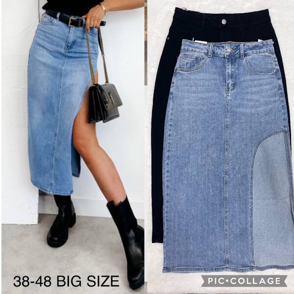 Spódnica damska jeans. Roz 38-48. 1 kolor. Paszka 12 szt.