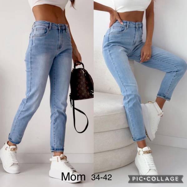 Spodnie damkie jeans Roz 34-42. 1 kolor Paczka 12 szt