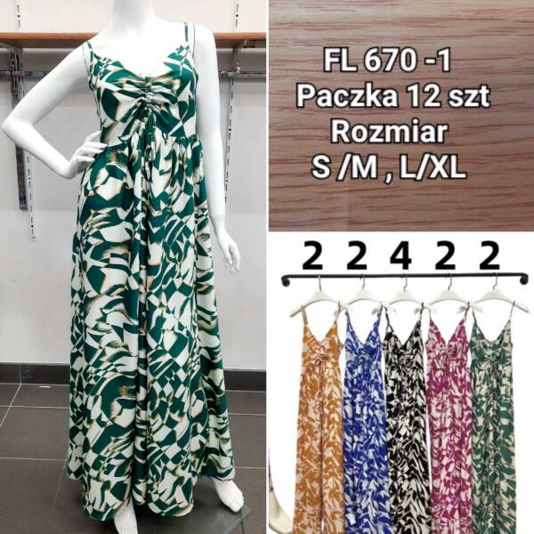 Sukienka damska Roz S/M-L/XL, Mix kolor Paczka 12 szt