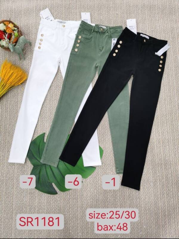 Spodnie damskie jeansy Roz 25-30, 1 kolor Paczka 12 szt