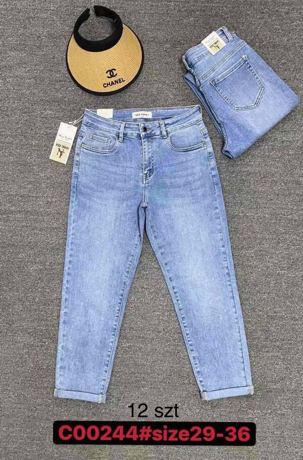 Spodnie  damska jeans . Roz 29-36. 1 kolor. Paszka 12szt.  