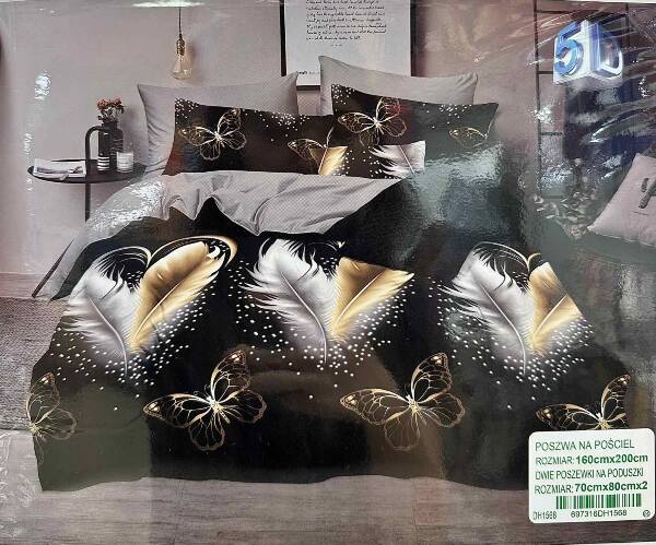 Komplet pościel 3 części Roz 160 x 200 , Mix wzory, Paczka 6 szt