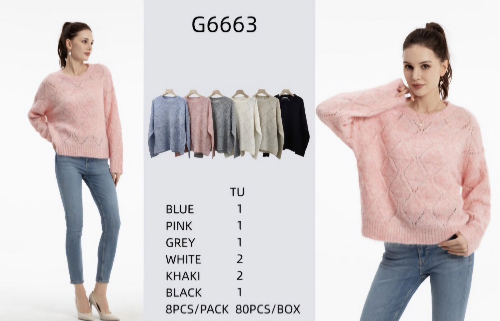 Swetry damskie Roz Standard Mix kolor Paczka 8 szt