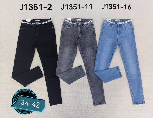 Spodnie damskie jeansy  Roz 34-42, 1 Kolor Paczka 12 szt