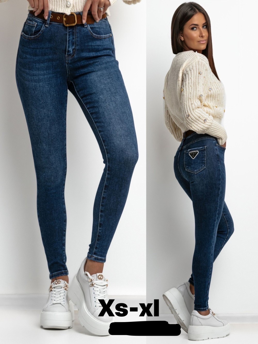 Spodnie damskie jeansy Roz XS-XL, 1 Kolor Paczka 10 szt