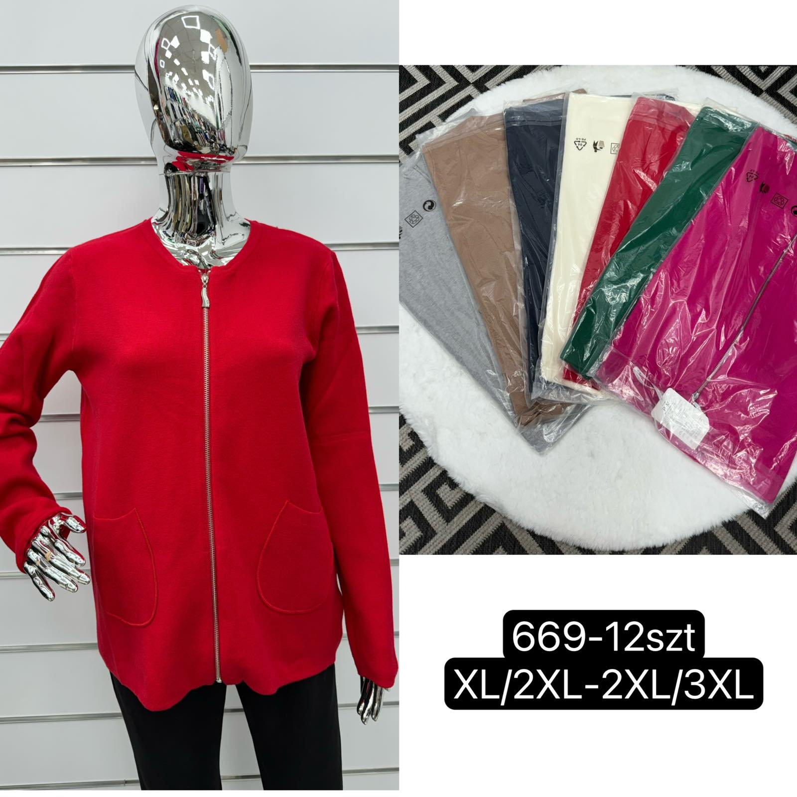 Bluza damska Roz XL-3XL, Mix kolor Paczka 12 szt