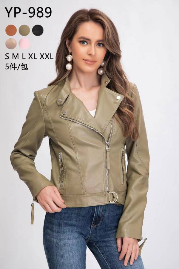 Kurtki damskie skórzana Roz S-2XL, 1 kolor Paczka 5 szt