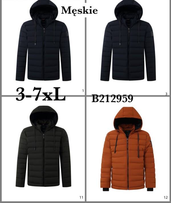 Kurtka męska zimowa Roz 3-7XL, 1 Kolor Paczka 5 szt