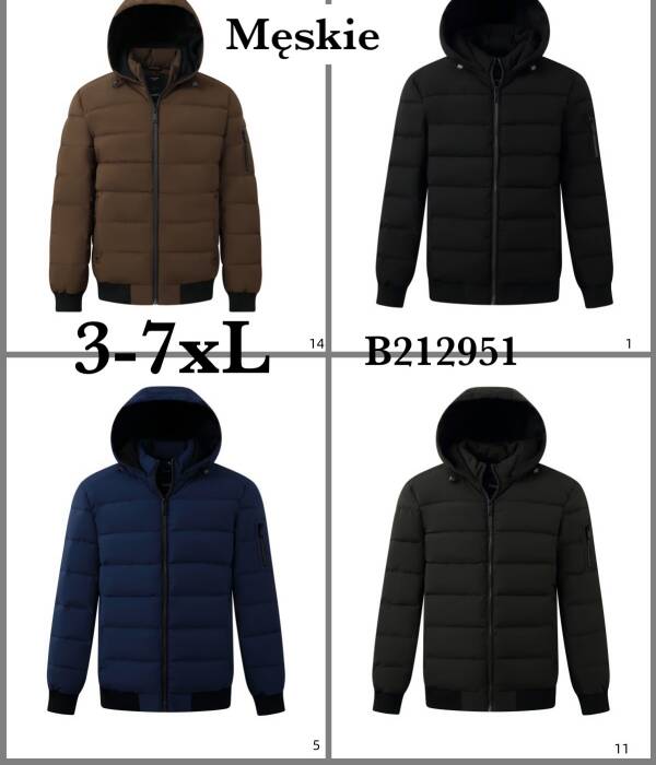 Kurtka męska zimowa Roz 3-7XL, 1 Kolor Paczka 5 szt