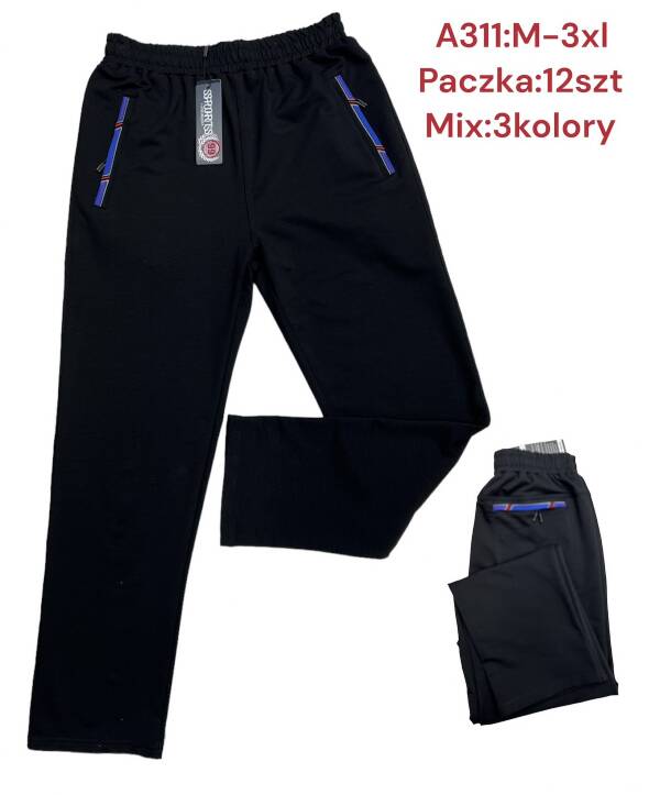 Spodnie dresowe meskie Roz M-3XL, Mix 3 Kolor Paczka 12 szt