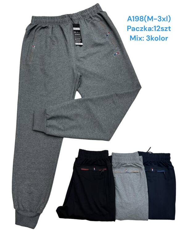 Spodnie dresowe meskie Roz M-3XL, Mix 3 Kolor Paczka 12 szt