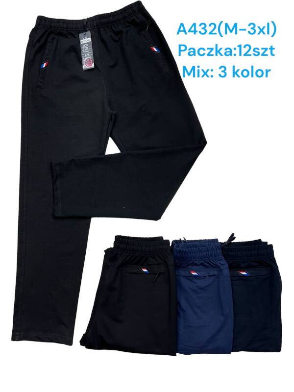 Spodnie dresowe meskie Roz M-3XL, Mix 3 Kolor Paczka 12 szt