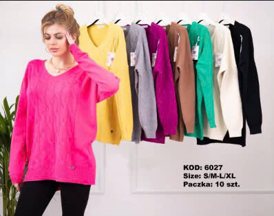 Swetry damskie Roz S/M-L/XL. Mix Kolor, Paszka 10 szt