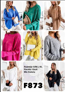 Swetry damskie Roz S/M-L/XL. Mix Kolor, Paszka 10 szt