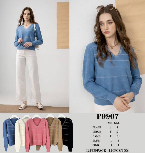 Swetry damskie Roz S/M-L/XL. Mix Kolor, Paszka 12 szt