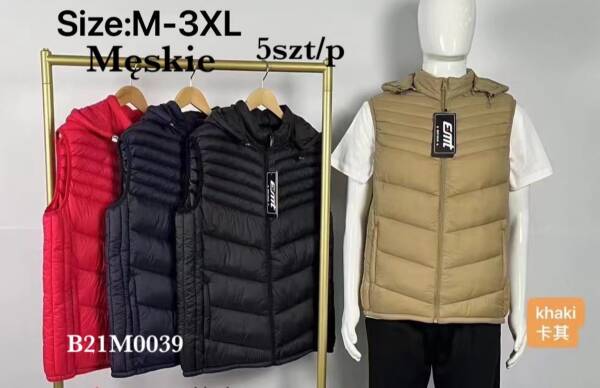 Kamizelka męska zimowa Roz M-3XL, 1 Kolor Paczka 5 szt