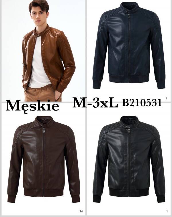 Kurtka męska skórzana Roz M-3XL, 1 Kolor Paczka 5 szt