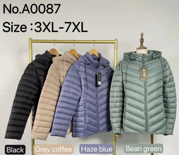 Kurtki damskie zimowe Roz 3XL-7XL, 1 Kolor Paczka 5 szt