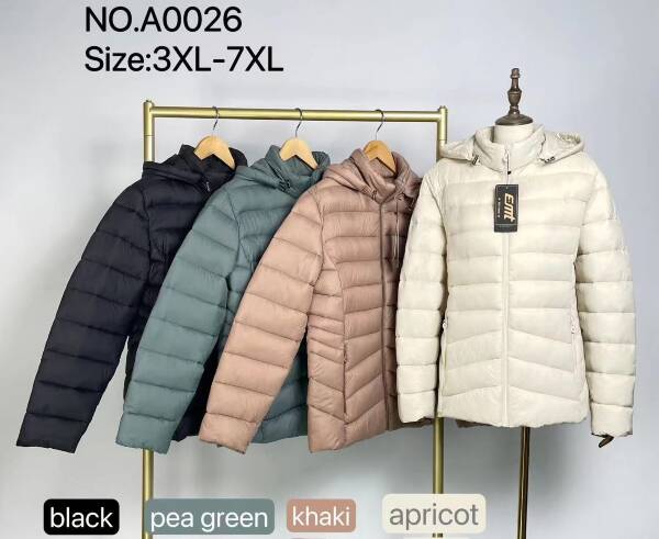 Kurtki damskie zimowe Roz 3XL-7XL, 1 Kolor Paczka 5 szt