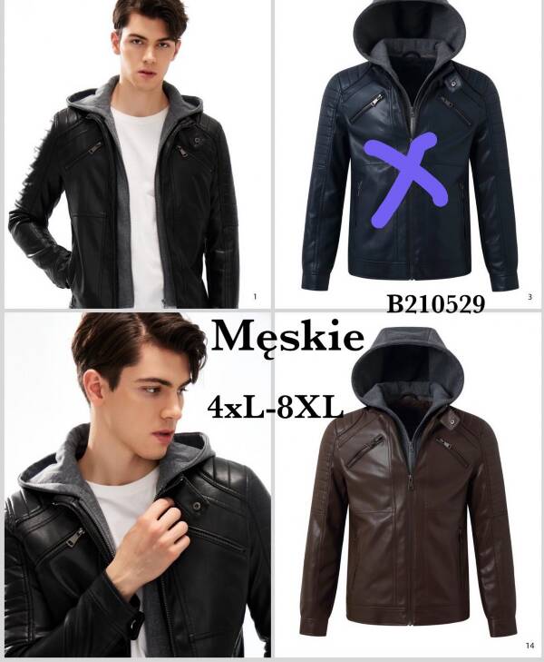 Kurtka męska skórzana Roz 4XL-8XL, 1 Kolor Paczka 5 szt