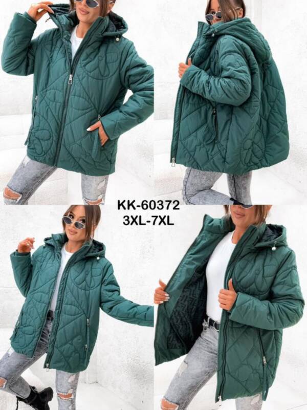 Kurtki damskie zimowe Roz 3XL-7XL, 1 kolor Paczka 5 szt