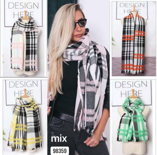 Szaliki damskie Roz Standard Paczka 12 szt Mix kolor