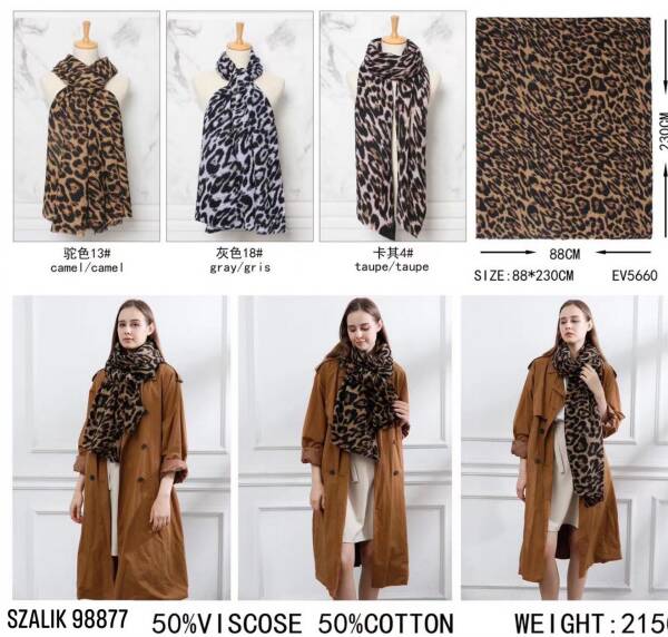 Szaliki damskie Roz Standard Paczka 12 szt Mix kolor