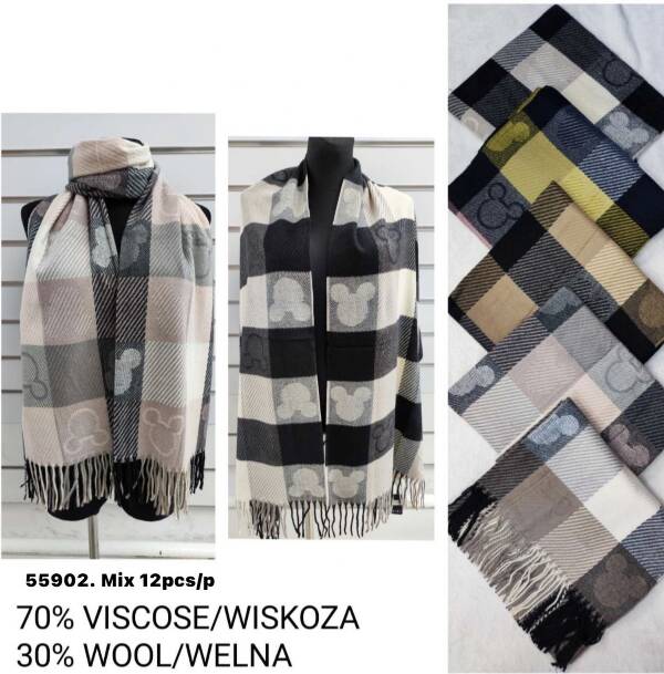 Szaliki damskie Roz Standard Paczka 12 szt Mix kolor