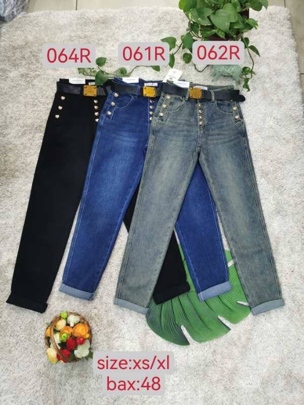 Spodnie damskie jeans Roz XS-XL, 1 Kolor Paczka 12 szt