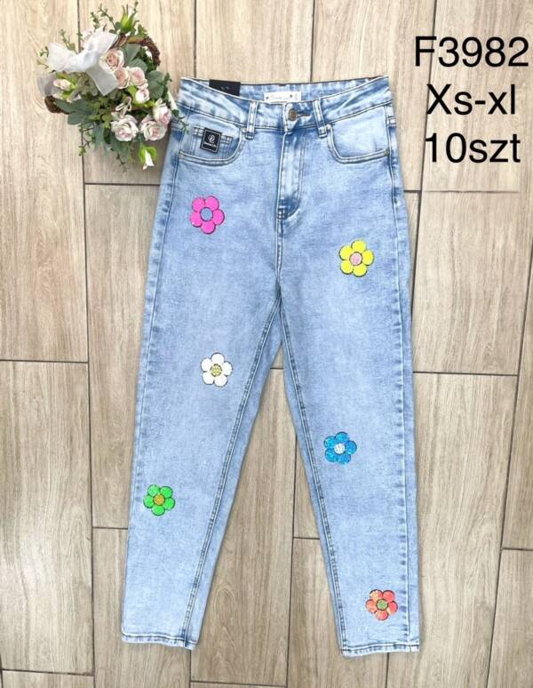 Spodnie damskie jeans Roz XS-XL, 1 Kolor Paczka 10 szt
