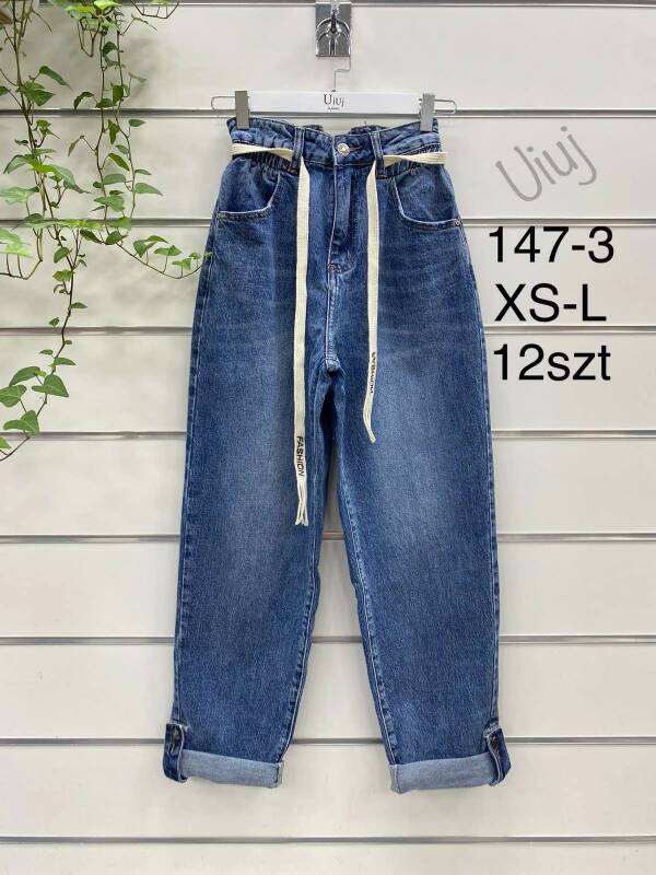 Spodnie damskie jeans Roz XS-XL, 1 Kolor Paczka 12 szt