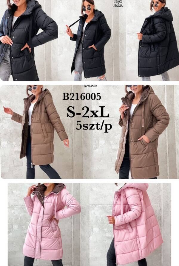Zimowe Płaszcze Roz S-2XL, 1 Kolor Paczka 5 szt