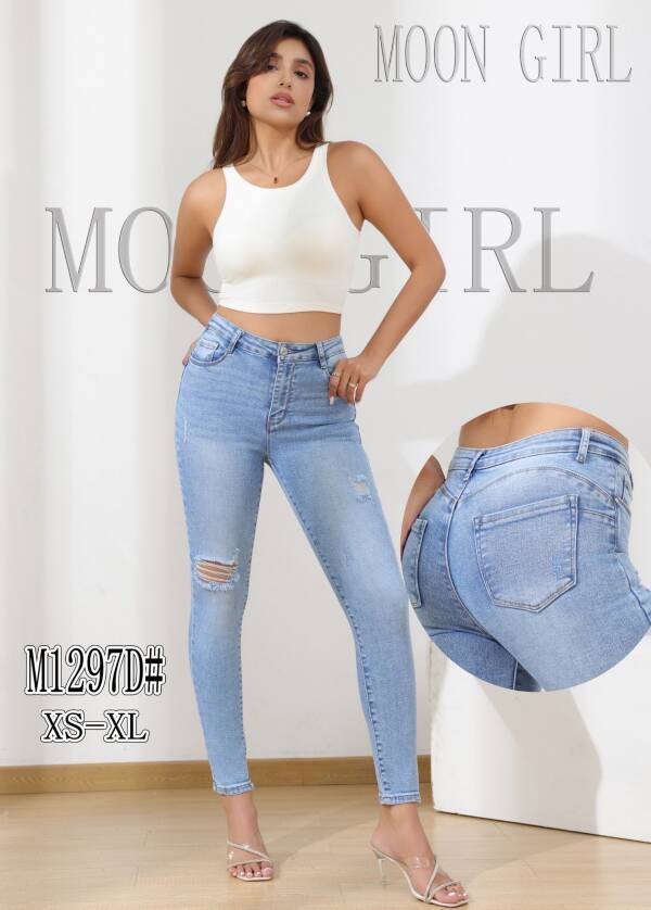 Spodnie damskie jeans Roz XS-XL, 1 Kolor Paczka 10 szt