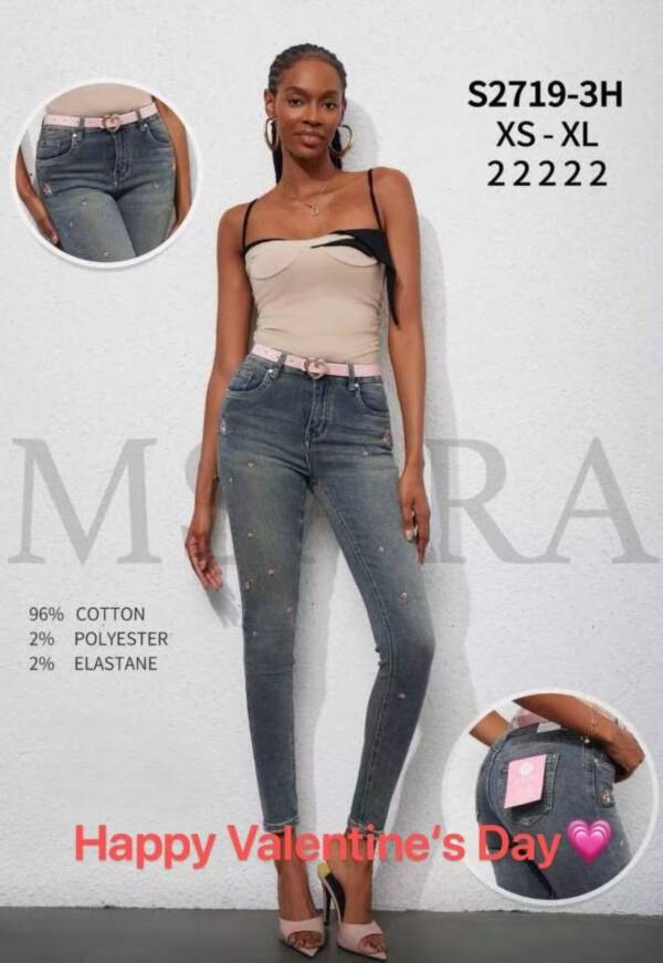 Spodnie damskie jeans Roz XS-XL, 1 kolor, Paszka 10 szt