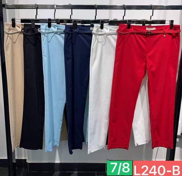 Spodnie damska materiałowe, Roz XS-XL,  Mix kolor. Paszka 8 szt.