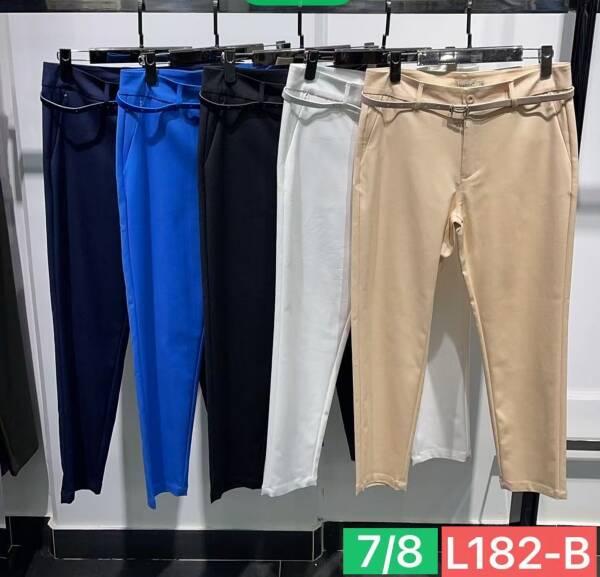 Spodnie damska materiałowe, Roz XS-XL,  Mix kolor. Paszka 8 szt.