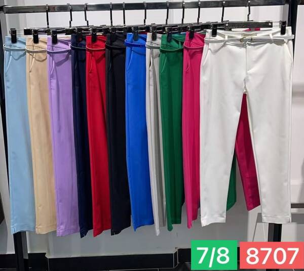 Spodnie damska materiałowe, Roz XS-XL,  Mix kolor. Paszka 8 szt.