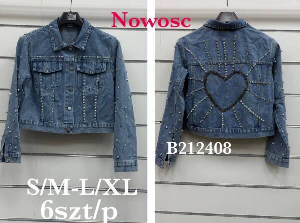 Kurtki damskie jeansy Roz S/M-L/XL, 1 Kolor Paczka 6 szt