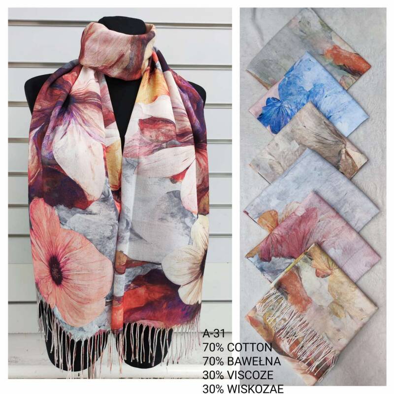 Szaliki damskie Roz Standard Paczka 12 szt Mix kolor