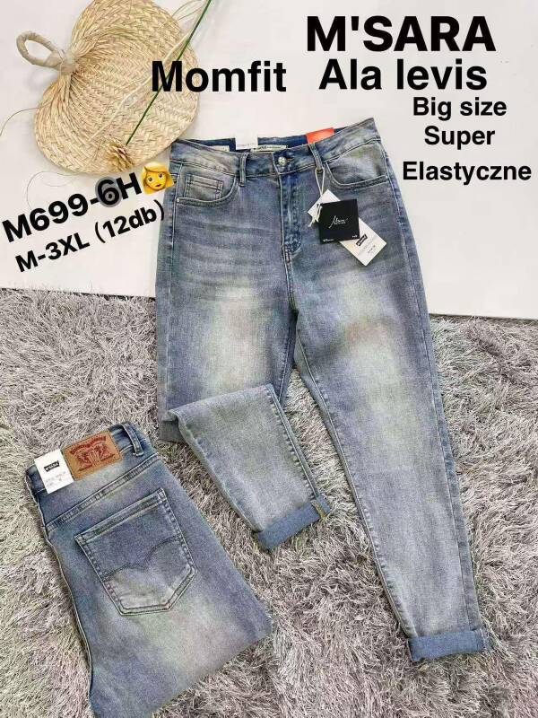 Spodnie damskie jeans Roz M-3XL, 1 Kolor Paczka 12 szt